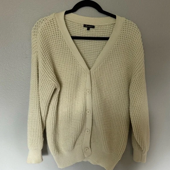 QUALFORT Cardigan Sweater 100% Cotton Button-Down Oversized Knit Cardigans - Picture 2 of 9